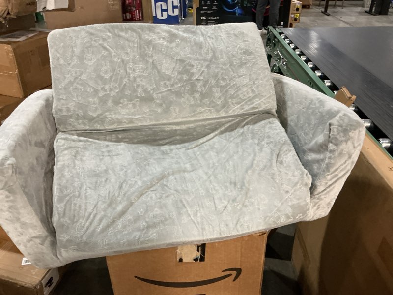 Condition photo showing As Is for Delta Children Serta Perfect Extra Wide Convertible Sofa to Lounger & Serta Perfect Sleeper Extra Wide Convertible Sofa to Lounger, Comfy 2-in-1 Flip Open Couch/Sleeper for Kids,