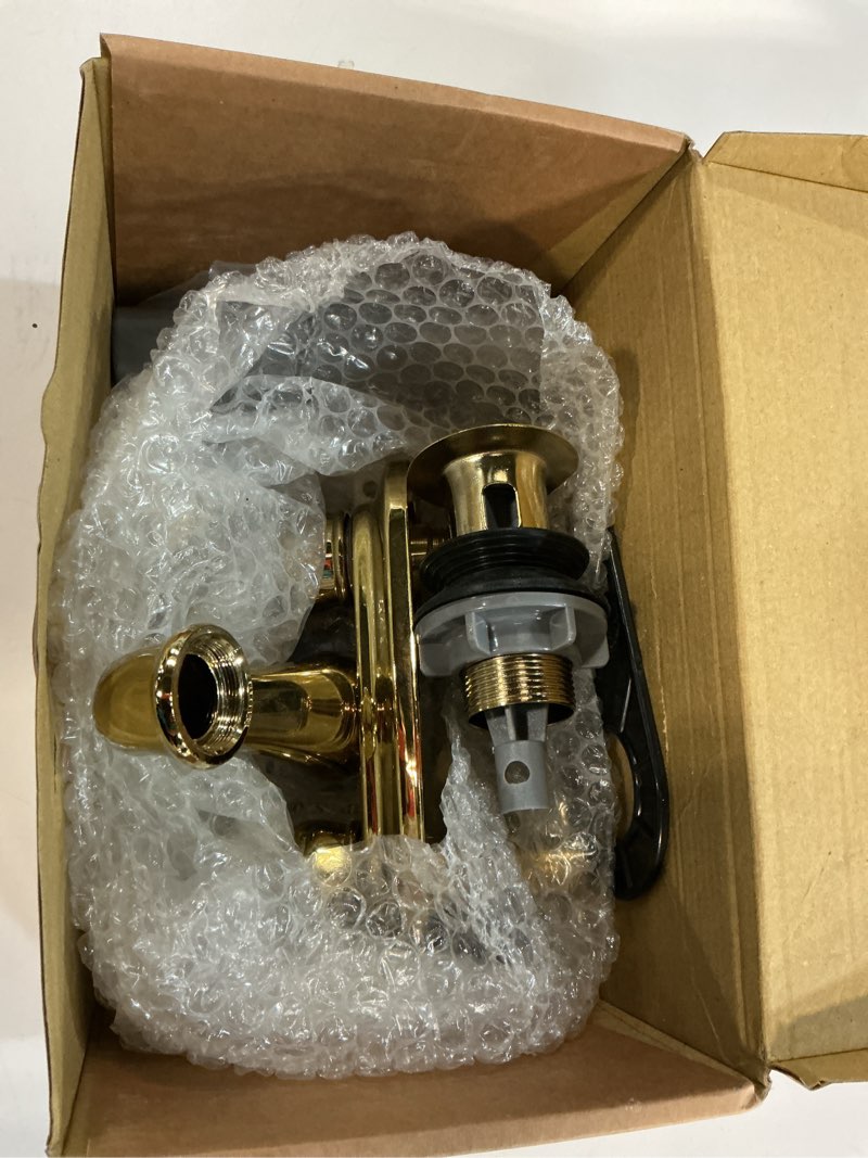 Condition photo showing Good Condition for Kingston Brass GKB602AL Restoration 4-Inch Centerset Lavatory Faucet with Retail Pop-Up, 4-1/2", Polished Brass