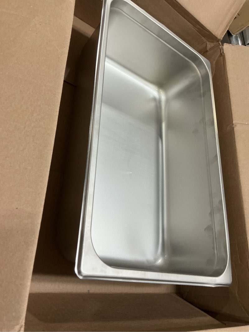 Condition photo showing As Is for winco full size 6" deep metal food pan / steam table pan, anti-jam, 25 gauge