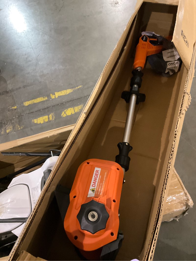 Condition photo showing As Is for Cordless Snow Shovel, Electric Snow Shovel 12" Width 6.7" Depth Cleaning and 20ft Throwing Distance, 4 Ah 21V Battery Brushless Snow Mover with Adjustable Front Handle for Driveway, Steps, Patio Orange