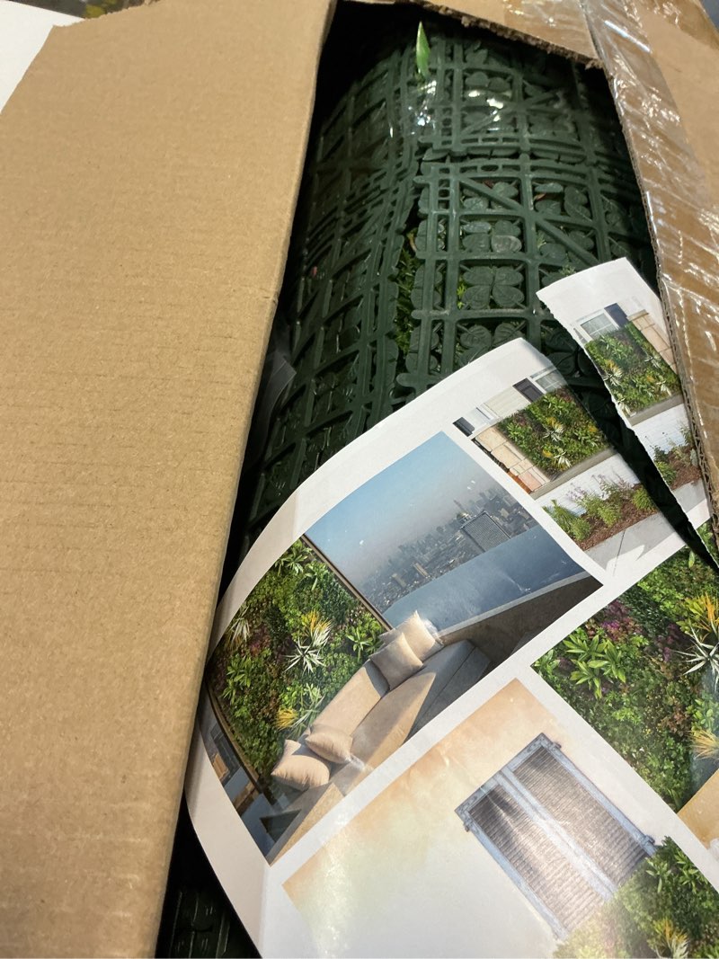 Condition photo showing As Is for artificial grass wall roll panels: 40''x120''boxwood hedge panels, uv-anti privacy fence screen, fake greenery backdrop for indoor outdoor garden, party, wedding decor 40"x120"