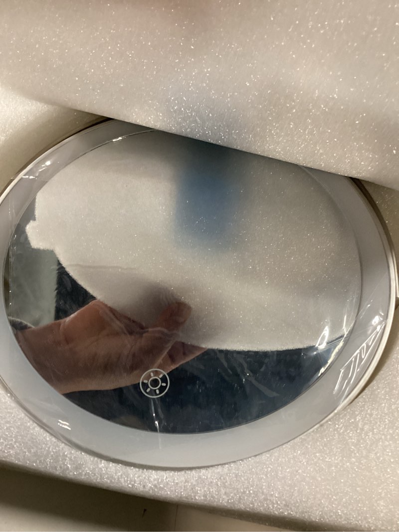 Condition photo showing Good Condition for 5000mah rechargeable wall mounted lighted makeup vanity mirror, double sided 1x 30x magnifying bathroom mirror, 3 color lighting, touch screen dimming, extended arm 360 rotation shaving mirror brush nickel