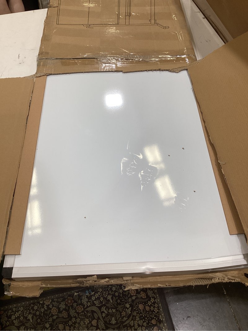 Condition photo showing As Is for viz-pro magnetic dry erase board, 72 x 48 inches, foldable wall-mounted whiteboard with silver aluminum frame & marker tray for school office and home 6' x 4' 72"w x 48"h