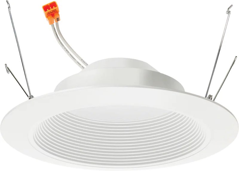 utilitech white 5-in or 6-in 650 -lumens switchable white round dimmable led canless damp rated recessed downlight