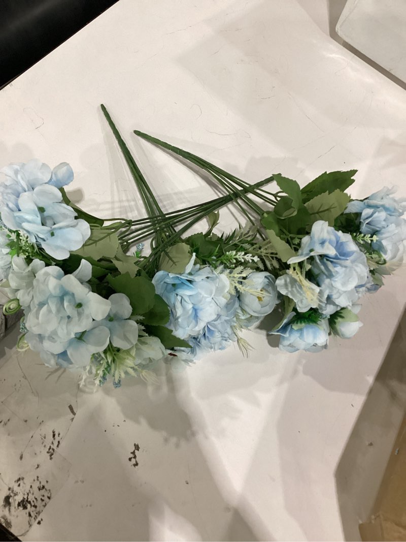 Condition photo showing Good Condition for tigeen 12 bundles peonies artificial flowers faux roses silk flowers hydrangea artificial bouquet for wedding table centerpiece floral vase home office bridal decor (blue) blue 12