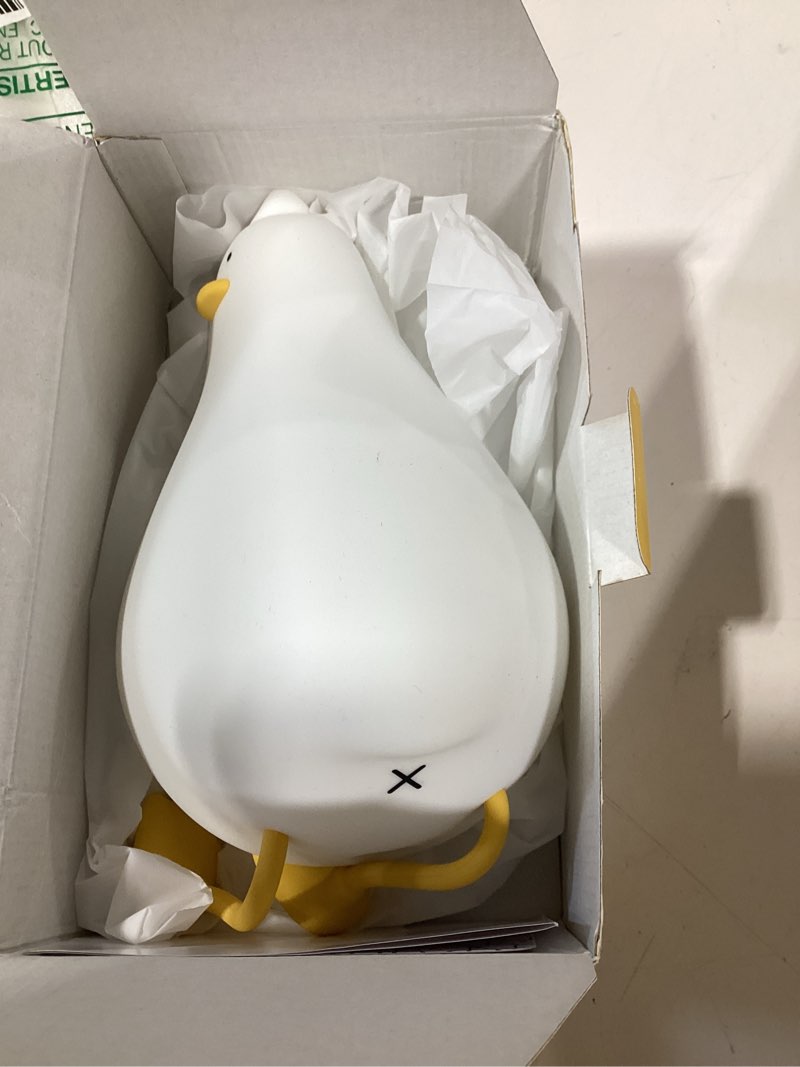 Condition photo showing Good Condition for muid benson lying flat duck night light, led squishy duck lamp, cute light up duck, silicone dimmable nursery nightlight, rechargeable bedside touch lamp for breastfeeding, finn the duck.