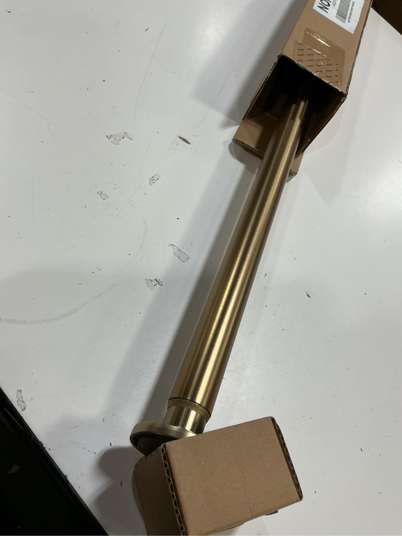 Condition photo showing As Is for ivilon tension curtain rod - spring tension rod for windows or shower, 24 to 36 inch. warm gold 24" to 36" warm gold