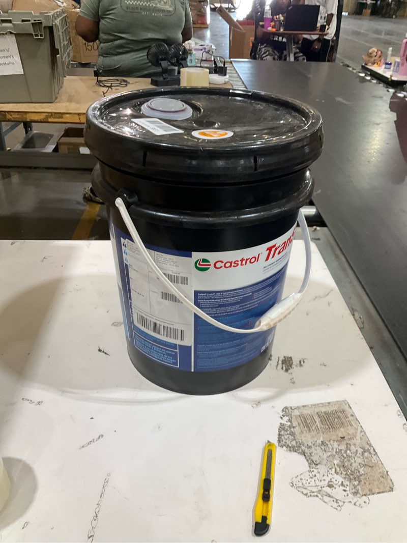 Condition photo showing As Is for castrol transynd 668 full-synthetic automatic transmission fluid, 5 gallon pail