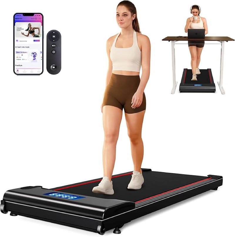 NeoSilent Walking Pad Treadmill Under Desk for Home with BLDC Core and Extra-Large Belt, App and Remote Control, Portable and Compact for Small Space