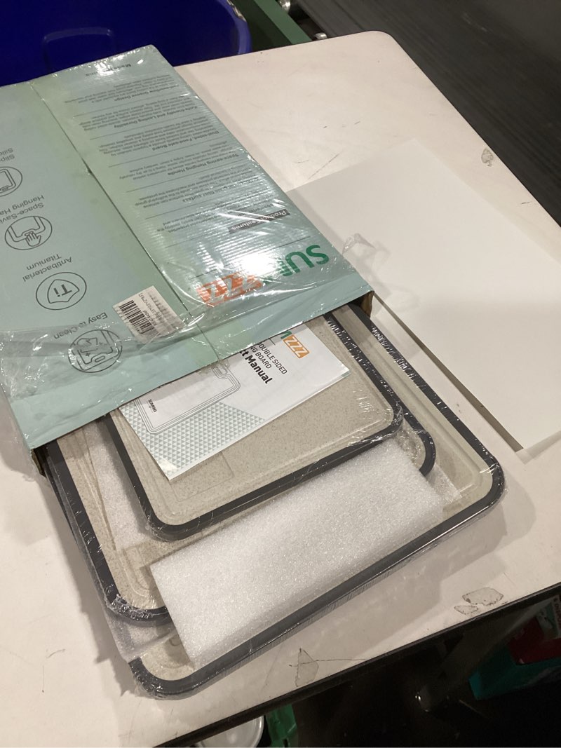 Condition photo showing New/Like New for Titanium Cutting Board for Kitchen, Cutting Board Double Sided Food Grade, Pure Titanium/PP, Easy to Clean[18”*12.5”+15.5”*10.5”+12”*8.5”] Silver Set of 3(S+M+L)