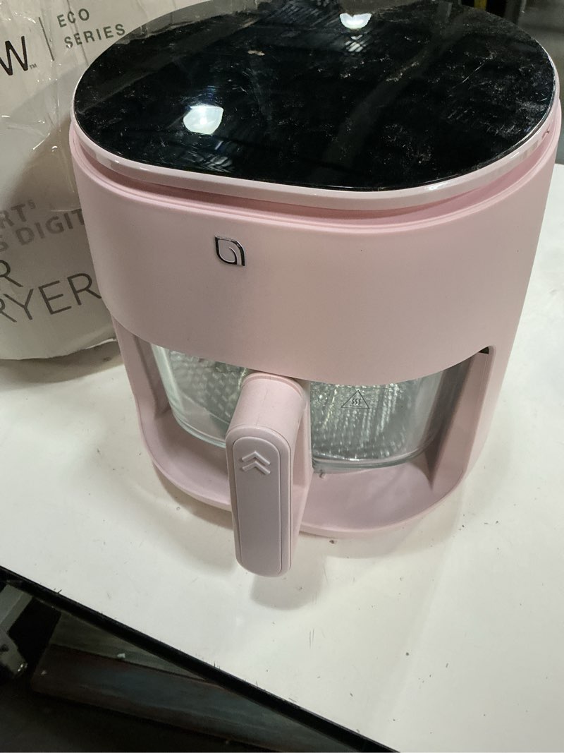 Condition photo showing As Is for willow eco series 6 in 1 air fryer with glass basket, 5 quart non toxic air fryer w digital display,