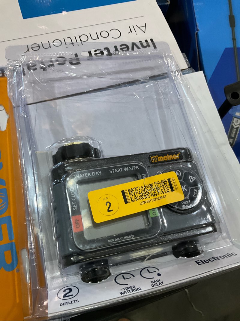 Condition photo showing As Is for melnor 2 output port digital hose end timer