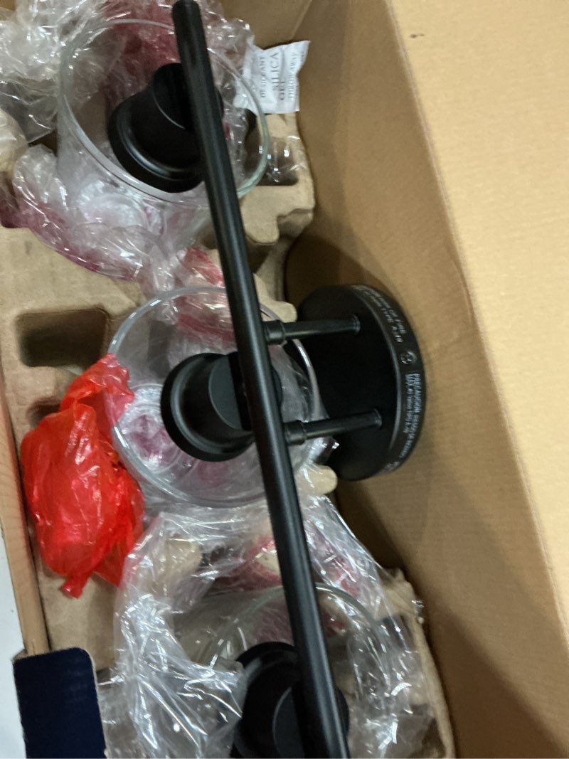 Condition photo showing Good Condition for project source wynfield 18.86-in 3-light matte black traditional vanity light bar