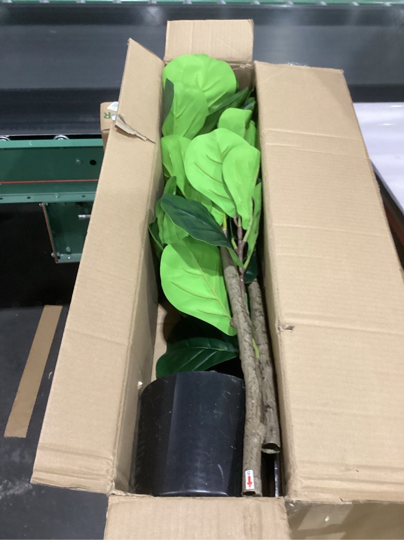 Condition photo showing Good Condition for GarveeHome Artificial Fiddle Leaf Fig Tree - 6 ft Fake Plant with Black Nursery Planter, Large Fake Tree for Home or Office Decor - Artificial Plants Indoor Outdoor, Housewarming Gift