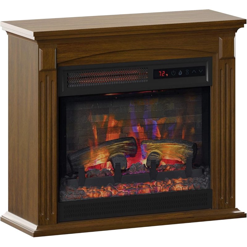 Duraflame Rolling Mantel with Infrared Quartz Electric Fireplace with Crackling Sound Heaters, Burnished Walnut 23 inch 