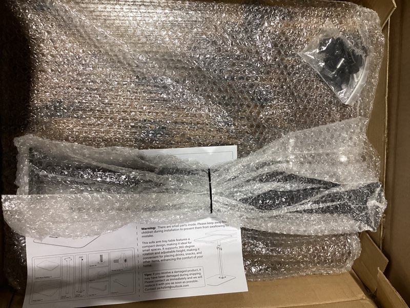 Condition photo showing Good Condition for Side Table Sofa Tray for Couch Heavy Metal Base Swivel/Adjustable Height, Sofa Bed Bathroom Study TV Tray C Shaped End Table Food Snack Trays for Eating 11.8*15.7 in Standard Brown