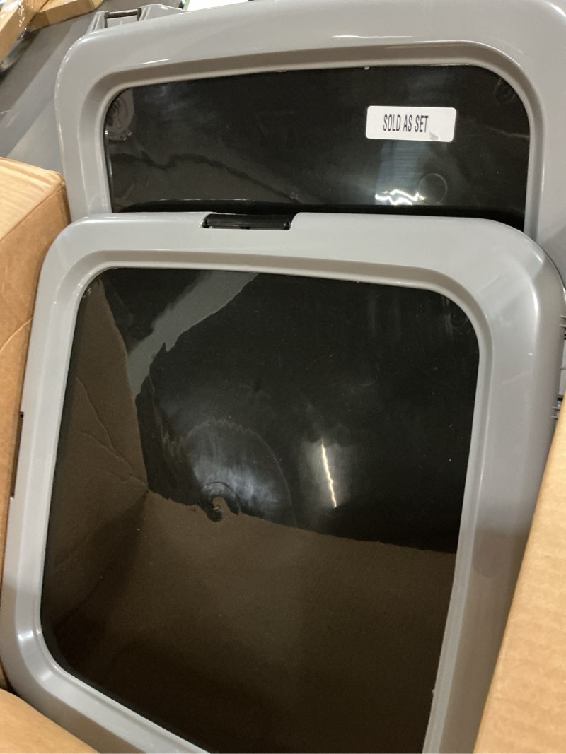 Condition photo showing Good Condition for iris usa pee pad holder - for regular sized dog and puppy pee pads, secured latches, non-skid feet, polished finish for easy cleaning, leak protection, fits 22\"x22\" pad or larger, 2 pack, black/gray 22\" x 22\" (2-pack) black/gray