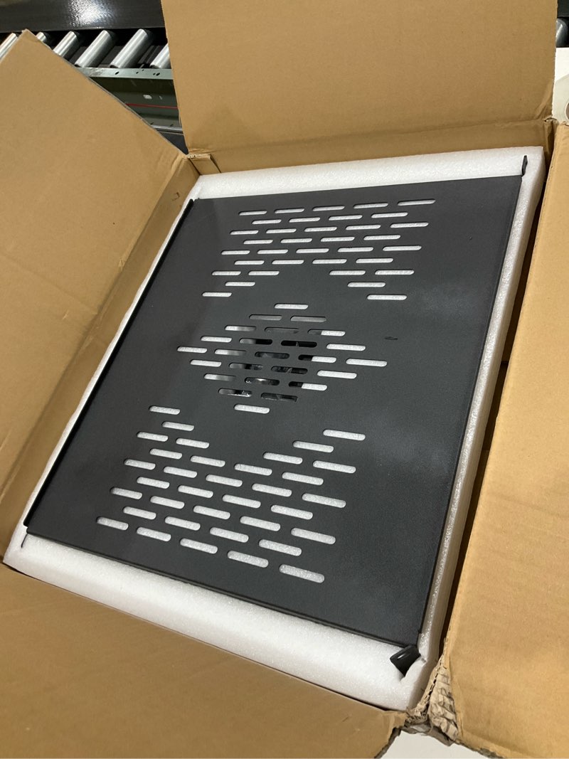 Condition photo showing Good Condition for RIVECO 2 PCS 1U Server Rack Shelf 19” Rack-Mount Trays 16 Inches Vented Cantilevers for Server & Network Equipment Mounting, (40 CM) Depth, Black