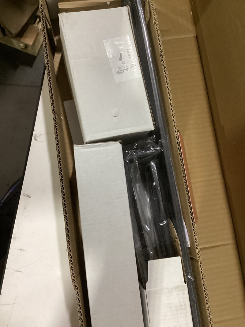 Condition photo showing Good Condition for 28" bifold sliding barn door hardware track kit,side mounted black j shape roller,smoothly and quietly,assembly easy,fit double 12" bi-folding doors (door not included) 28'' for 2 doors (hardware only) black-j shape