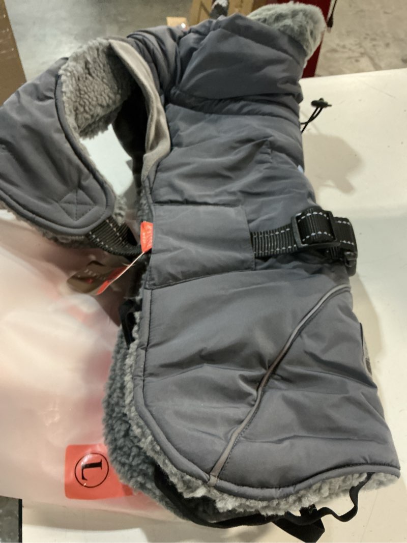 Condition photo showing New/Like New for (size l)kyeese waterproof dog coat, warm windproof jacket,turtleneck winter dog coats for small dogs with leash hole, reflective pet clothes & outdoor apparel,thick fleece-lined winter jacket,navy blue, large large 2# navy blue