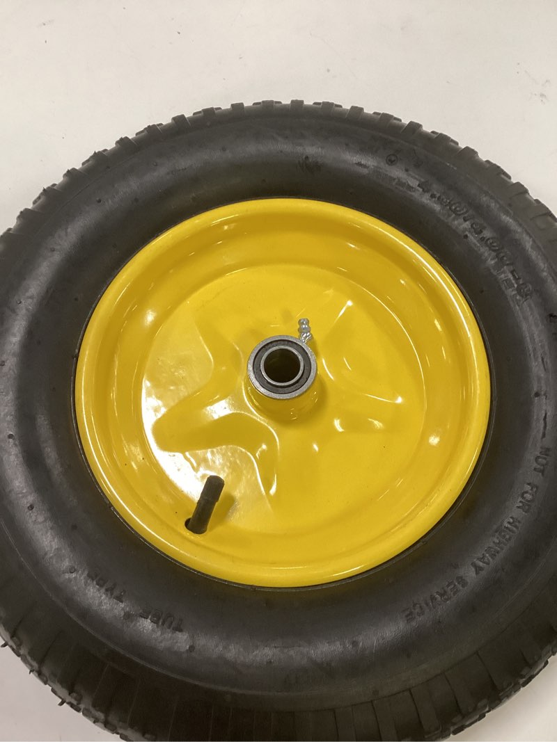 Condition photo showing Good Condition for AR-PRO (1) 4.80/4.00-8\" Tire and Wheel, 16\" Pneumatic Tire Wheels with 3/4\" Bearings and 3\" Centered Hub for Wheelbarrow, Hand Truck, Garden Carts, Yard Wagon Dump Cart (Extra 5/8\" Bearings) 4.80/4.00-8\" Yellow 
