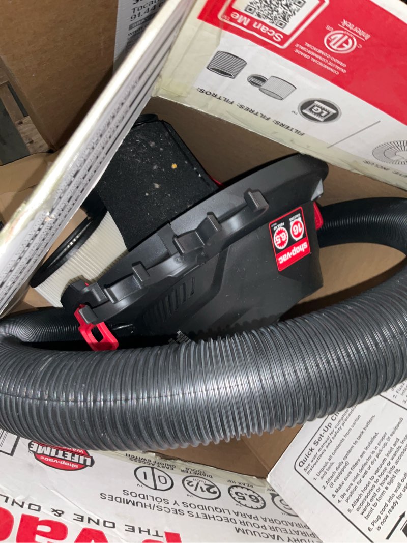 Condition photo showing As Is for shop-vac 16-gallon 6.5 hp corded wet/dry shop vacuum with accessories included