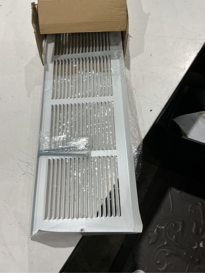 Condition photo showing Good Condition for fits 30x6 duct opening | steel triangular baseboard return air grille by handua | efficient air flow | air register vent cover grill | 3-13/16" depth | white | outer dimensions: 31-3/4" x 6-5/8" 1 30"w x 6"h [duct size]