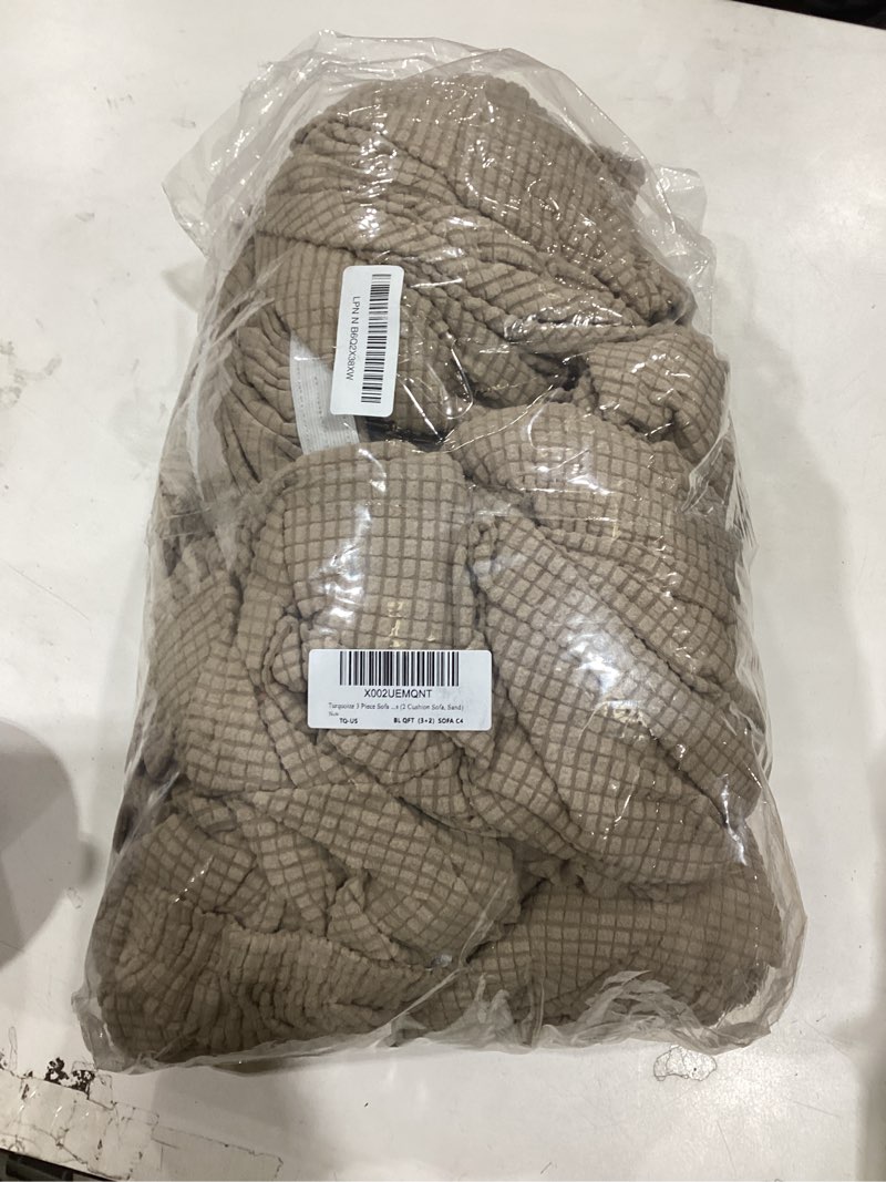 Condition photo showing Good Condition for Turquoize 3 Piece Sofa Covers for 2 Cushion Couch Sofa Slipcover Soft Couch Cover for Dogs-Washable Sofa Furniture Covers with 2 Individual Cushion Covers (2 Cushion Sofa, Sand) Sofa (2 Cushion) Sand