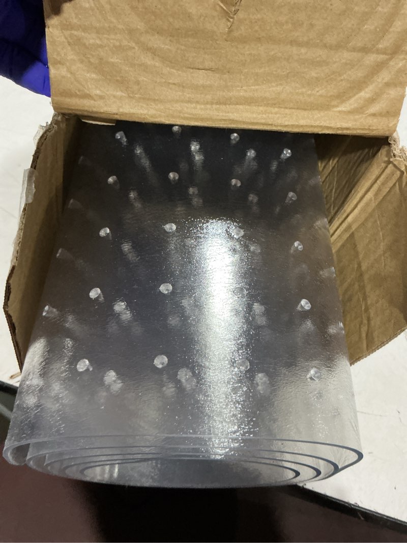 Condition photo showing Good Condition for office chair mat for carpet, 48" x 60" clear desk chair mat with lip, heavy duty plastic floor protector for low pile carpet, smooth easy glide under desk for office or home