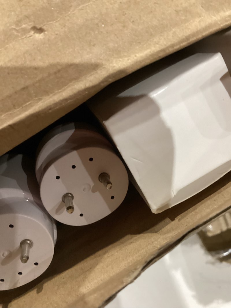 Condition photo showing As Is for JESLED 2FT T8 LED Tube Light, 10W(24W Equiv.), 5000K Daylight, 1120LM, 24 Inch Type A+B LED Bulb, Plug & Play or Ballast Bypass, Double-Ended, F17T8 Fluorescent Replacement, Clear, 4 Pack, ETL 2FT-4Pack