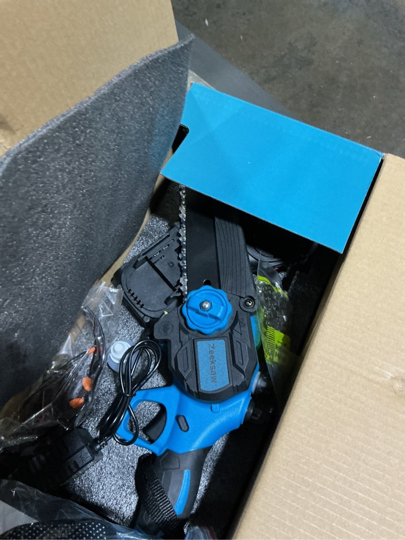 Condition photo showing Good Condition for 8 Inch Electric Chainsaw Cordless With Auto Oiler, Seniors Friendly Batteries Powered Hand held Chain saw Kit, Automatic Chain Tensioning & Auto Oiler For Tree Branches, Courtyard, And Garden 8 Inch MAX Kit - TOOL FREE