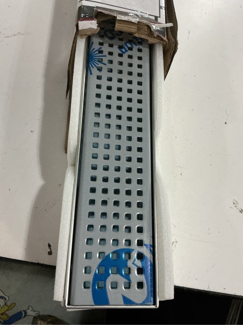 Condition photo showing New/Like New for neodrain 32-inch linear shower drain with removable quadrato pattern grate, brushed 304 stainless steel rectangle shower floor drain, linear drain with leveling feet,hair strainer stainless 32 in