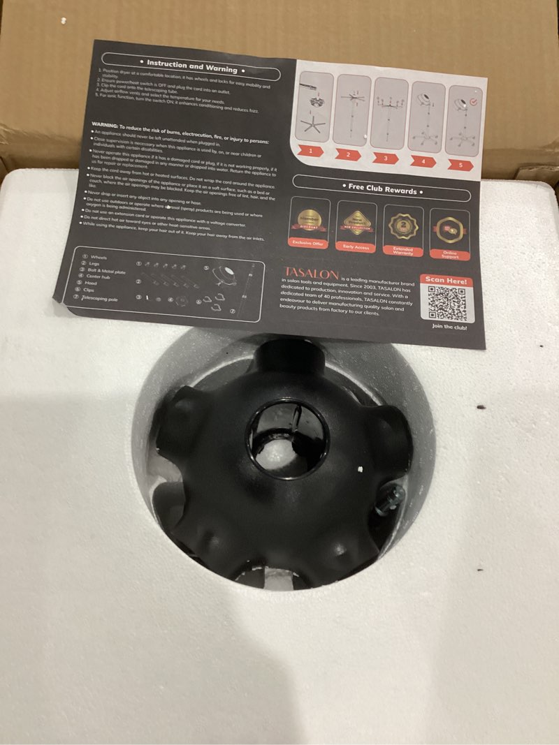 Condition photo showing Good Condition for TASALON Ionic Hooded Hair Dryer - 1875W Bonnet Dryer with 3 Temperature Settings - Portable Standing Dryer for Home and Salon