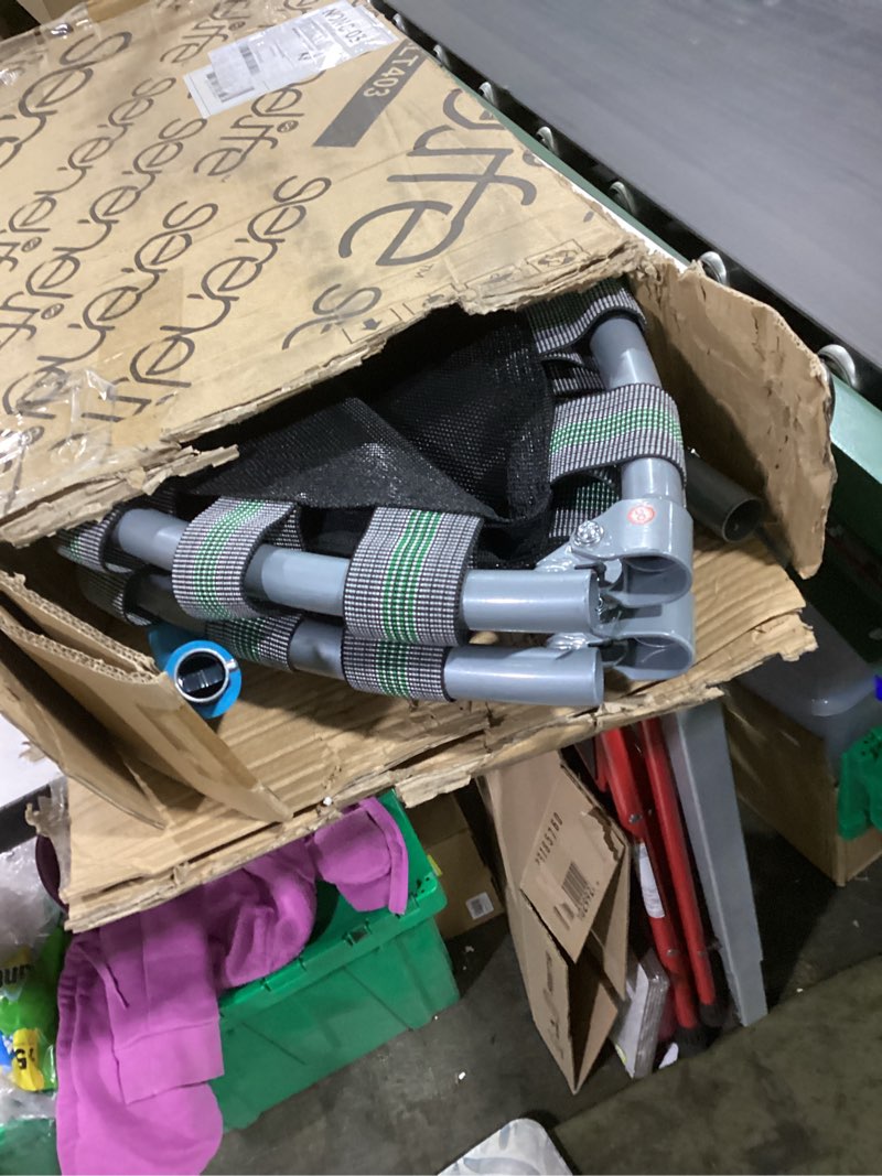 Condition photo showing As Is for SereneLife 36/40" Foldable Mini Trampoline - Compact Fitness Trampoline for Kids Adults, Exercise Rebounder with Foam Handle, Indoor/Garden Workout Equipment, Max Load 150/220 lbs 40" - Sky Blue