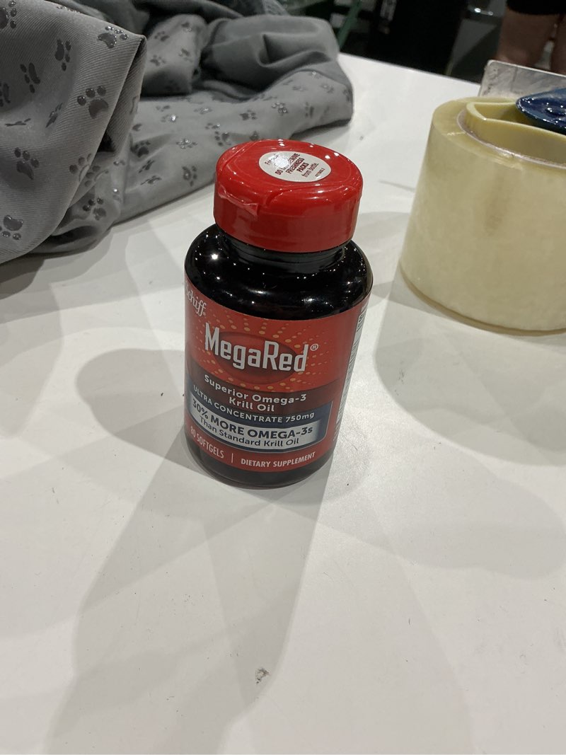 Condition photo showing As Is for schiff megared krill oil high concentration 750mg 80 softgels