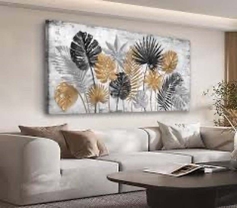 Large Botanical Wall Art for Living Room Decor Framed Art Brown Black Tropical Plant Canvas Pictures