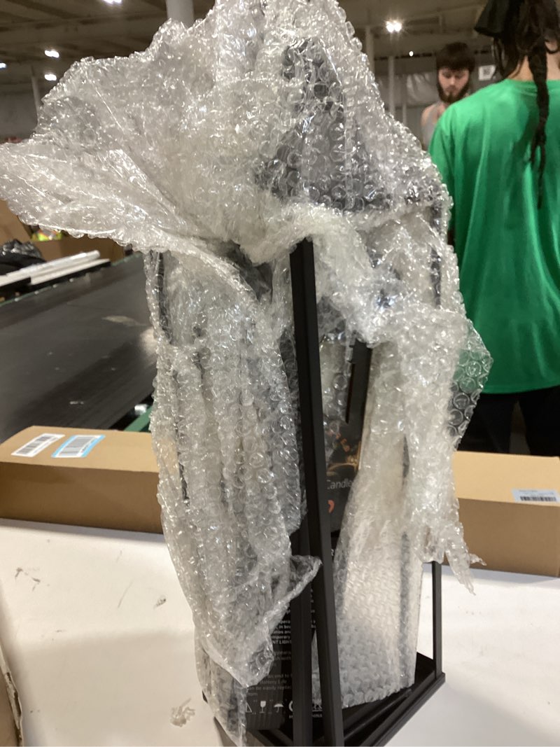 Condition photo showing Good Condition for 23" 19" Large Lanterns Decorative Outdoor Indoor, Set of 2 Modern Farmhouse Black Floor Lantern with Candles, Halloween, Christmas Lanterns for Fireplace, Mantle, Porch, Patio, Home Decor 23 and 19in