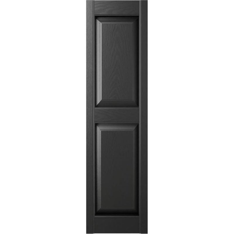 Ekena Millwork Lifetime Vinyl LP2S14X05900BL Standard Two Equal Panel Vinyls, Raised Panel Vinyl Shutters, w/Installation Shutter-Lok's & Matching Screws (Per Pair), 14.75\"W x 59\"H, Black