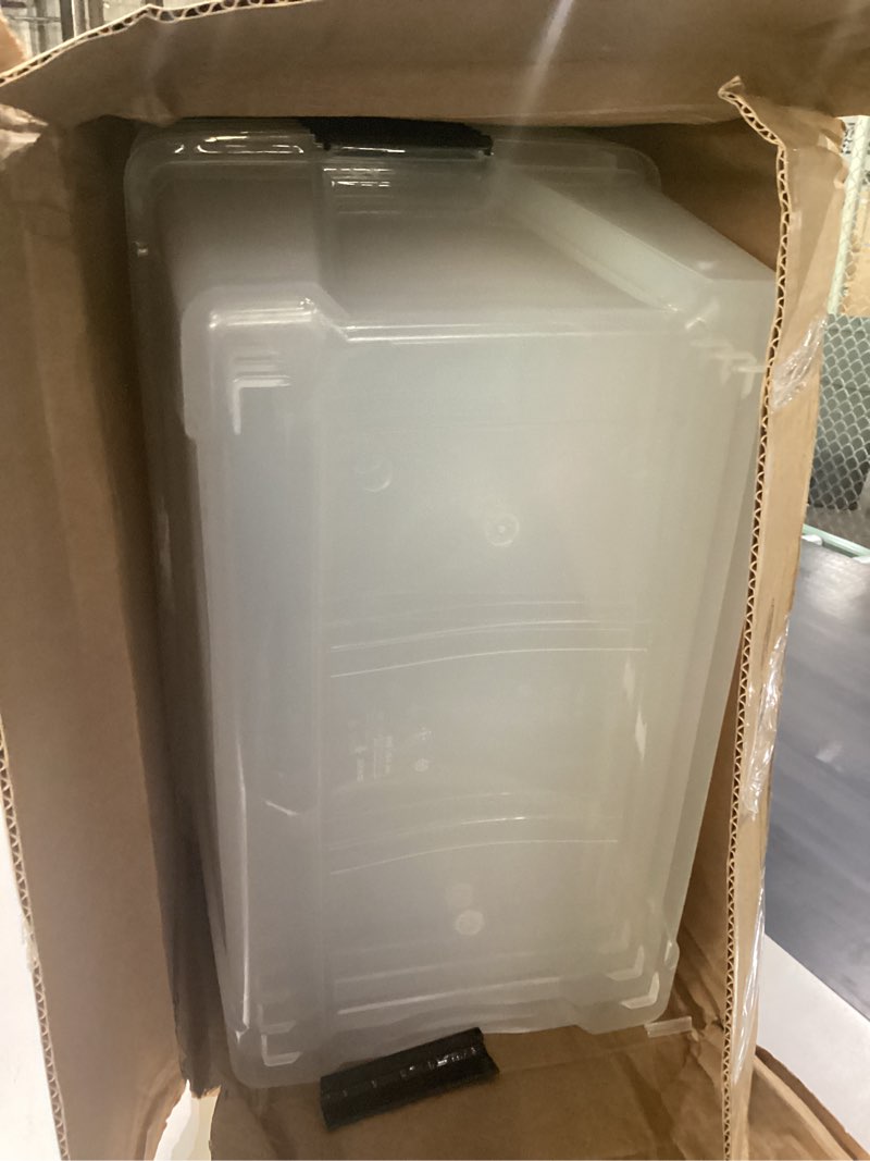 Condition photo showing Good Condition for iris usa 72 qt stackable plastic storage bins with lids, 6 pack - bpa-free, made in usa - see-through organizing solution, latches, durable nestable containers, secure pull handle - clear