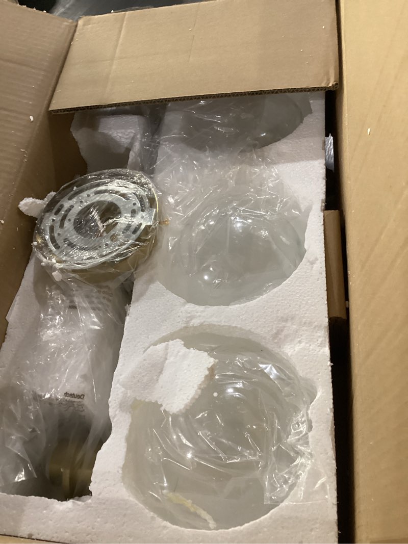 Condition photo showing Good Condition for 22" bathroom light fixtures, 3-lights bathroom vanity light over mirror with clear glass shade, modern gold wall sconce vanity lighting for bath, kitchen, living room, hallway gold 3 light-clear glass shade