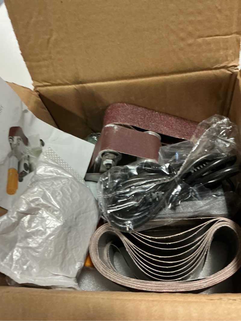 Condition photo showing Good Condition for mini electric belt-sander knife-sharpener sanding machine - small bench grinder kit 7 speed adjustable power polisher diy polishing grinding tool for metal wood diy craft jewelry