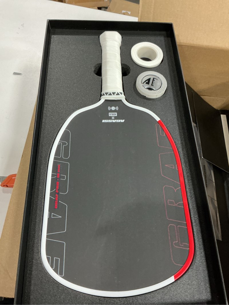 Condition photo showing Good Condition for joola graf pro iv 16mm pickleball paddle w/extended sweet spot - carbon fiber surface increases spin & control - sk film for power & larger sweet spot - upa-a certified - usap approved - nfc chip single | 16mm carbon | graf pro
