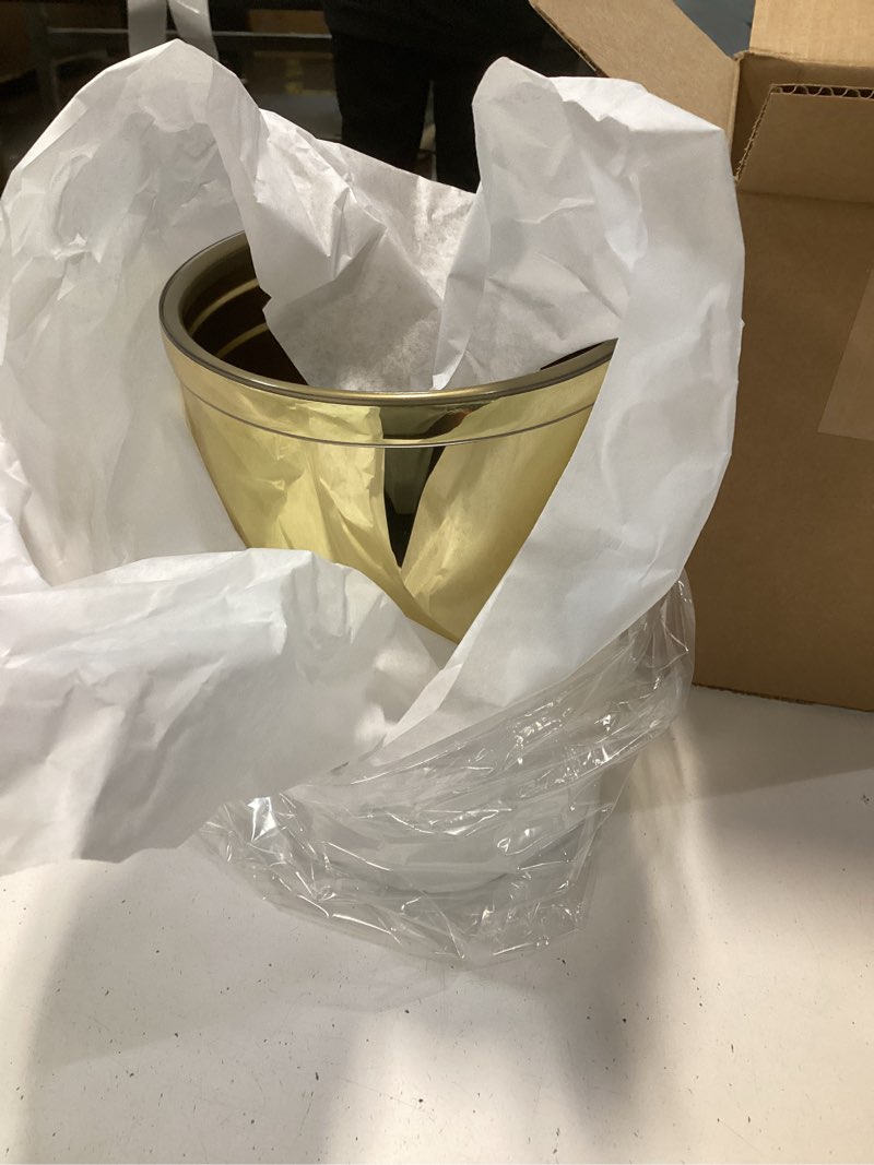 Condition photo showing New/Like New for Kraftware Mylar Round Waste Basket, 11", Polished Brass Color