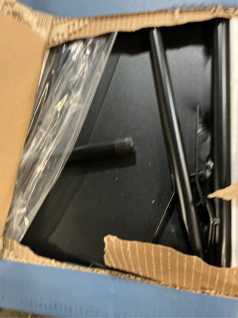 Condition photo showing Good Condition for folding card table 33.8 in. portable square black metal desk with collapsible legs and vinyl upholstery