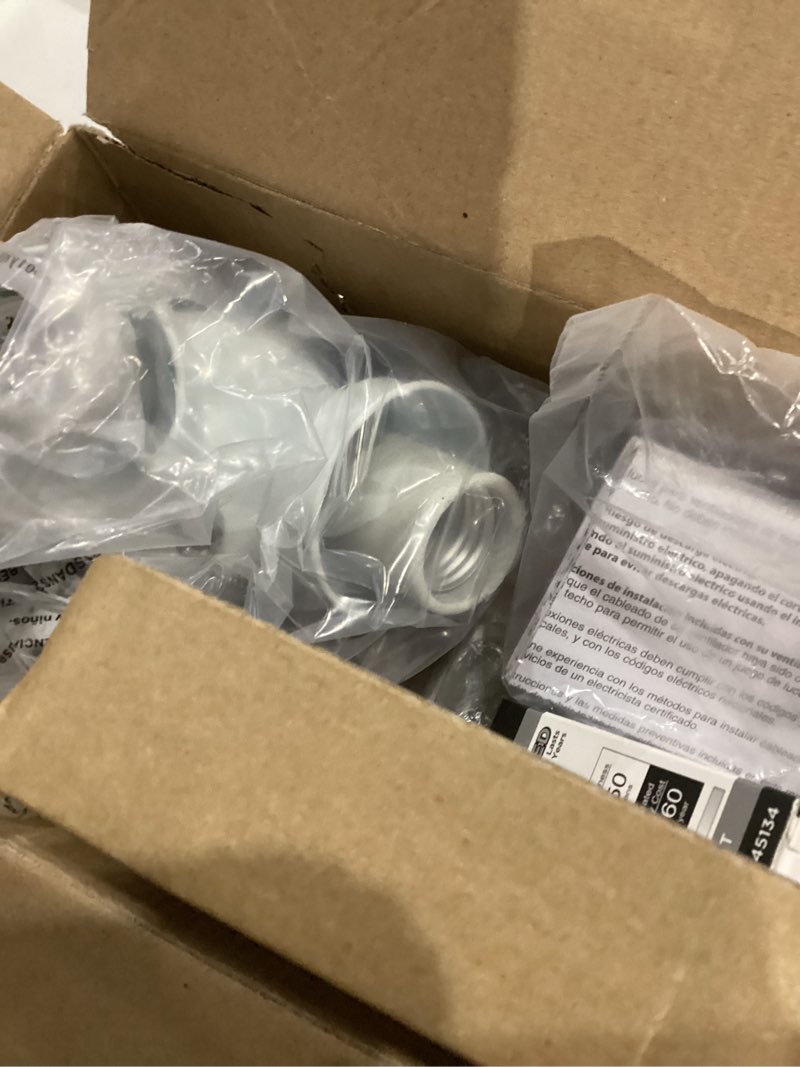 Condition photo showing As Is for Westinghouse 77847 3LGT WHT Fros 3 Frosted Ribbed Glass Ceiling Fan Light Kit, No Size, WHITE