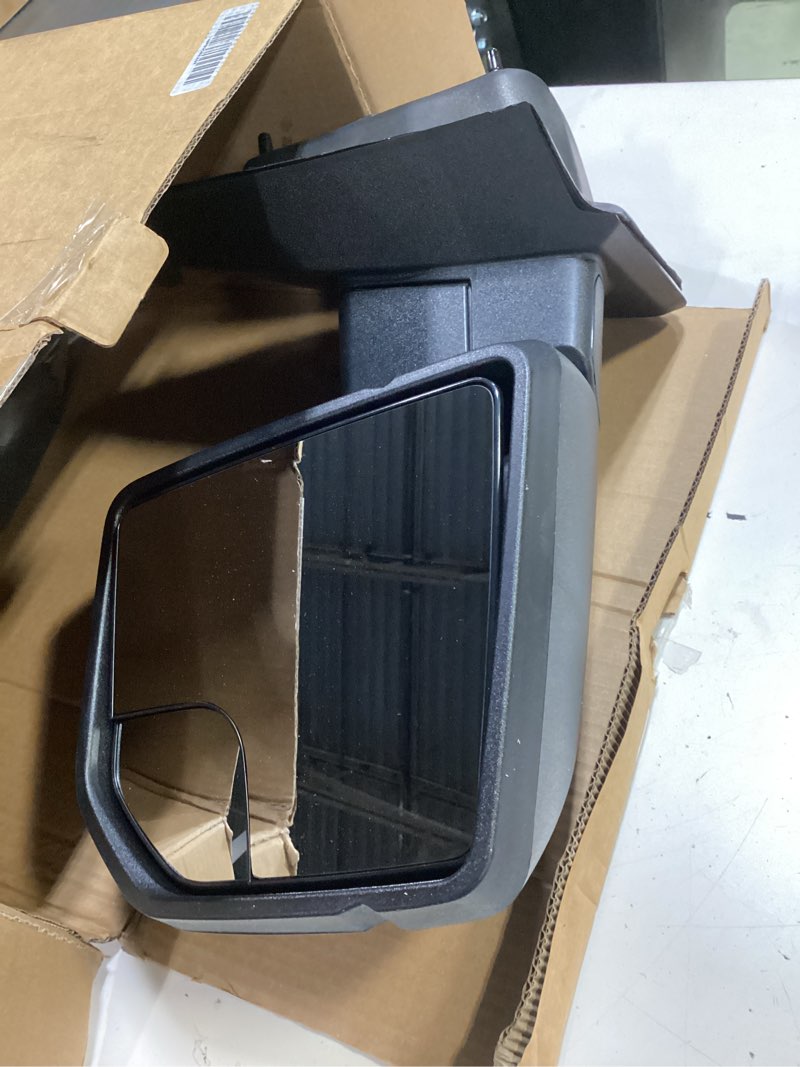 Condition photo showing Good Condition for left driver side mirror compatible with 2015-2020 ford f150 with power glass non-heated without turn signals texture black fl3z17683ak 3-pins texture black driver side-3pins