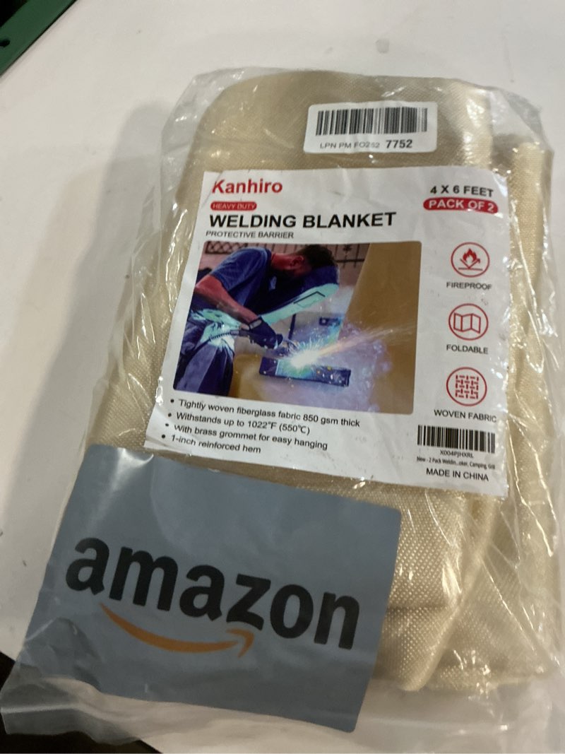 Condition photo showing Good Condition for 2 Pack Welding Blanket 4x6 ft - Heavy Duty Fiberglass Heat Resistant Fabric, 1022 °F Fire Resistant Blankets, High Temp Insulation Blanket for Industrial, Smoker, Camping, Grill 4x6 ft (Pack of 2) - Standard
