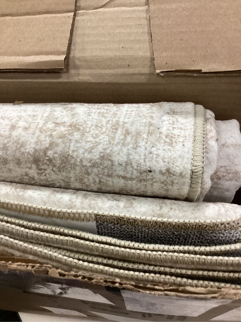 Condition photo showing Good Condition for 3x20 Washable Runner Rug for Hallway, Non-Slip Long Hallway Runner for Entryway, Soft Vintage Kitchen Mats for Floor, Abstract Dining Room, Bedroom, Living Room Rugs(3'x20', Beige/Ivory) Beige/Ivory 3' x 20' (Runner)