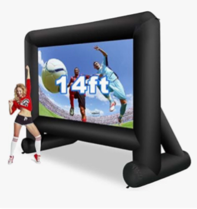 14 feet indoor and outdoor inflatable blow up mega movie projector screen with carry bag for front and rear projection