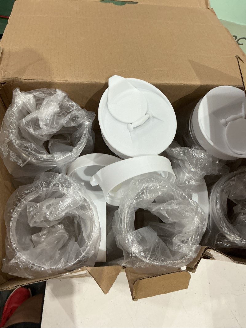 Condition photo showing Good Condition for plastic 50 oz water carafe with flip top lid, set of 6 square base clear plastic juice container pitcher - for water, iced tea, juice, beverage, lemonade, milk and mimosa bar - hand wash only 6 pack